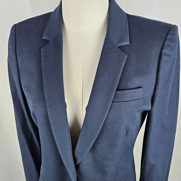 J. Crew Blazer Size 8 Navy Schoolboy Front Pockets, 2 Button Cotton Preppy - Picture 2 of 13